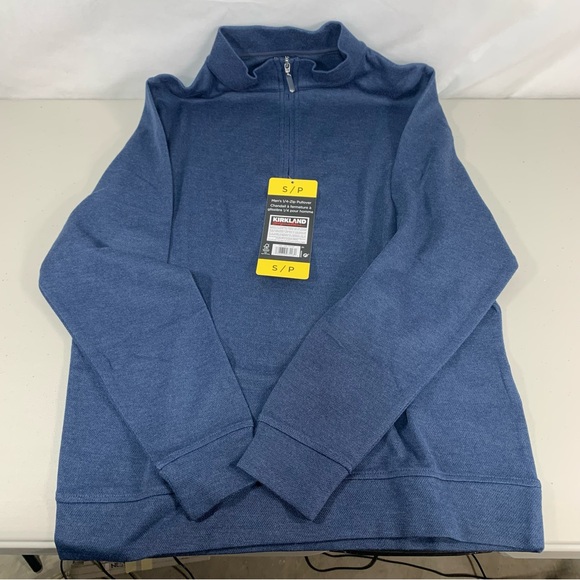 Kirkland Signature Men's 1/4 zip Pullover size S/P blue NWT - Picture 6 of 6
